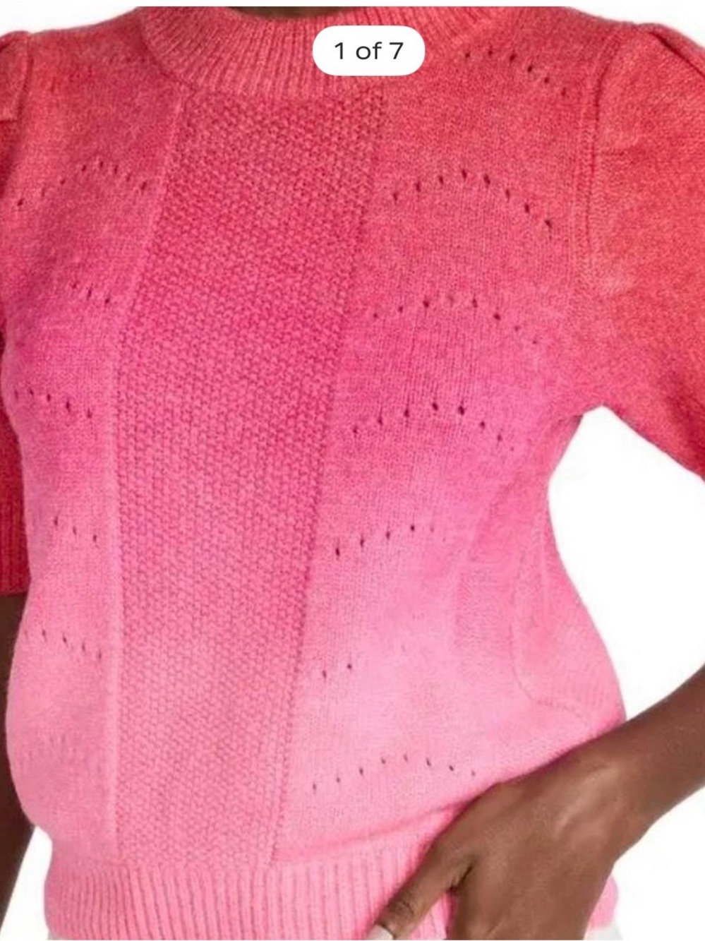 English Factory Pink Ombre Crewneck Short Sleeve Sweater Sz XS